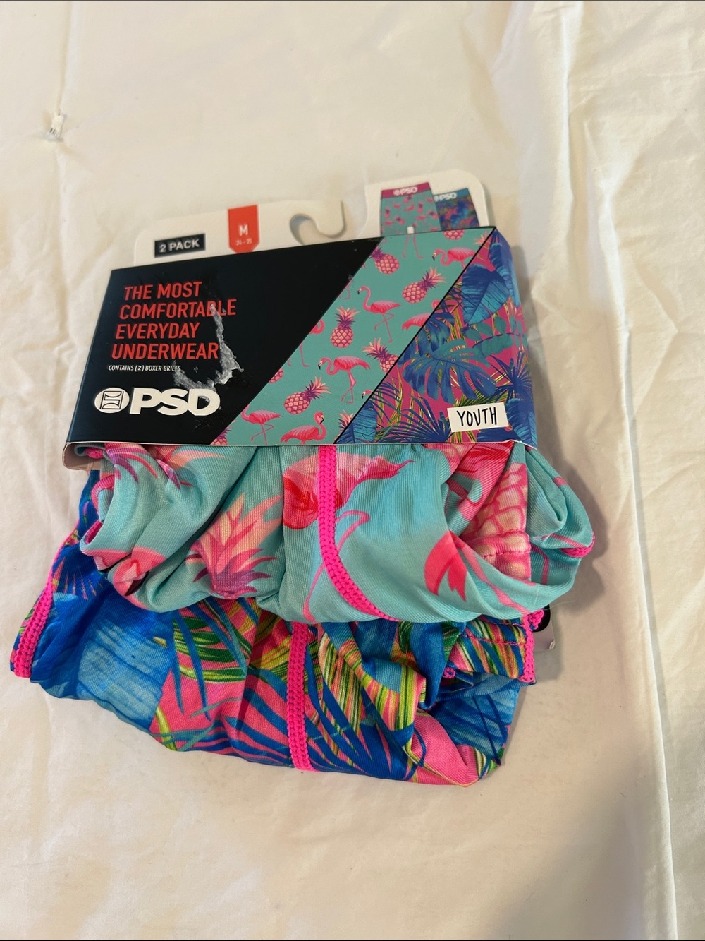 PSD 2pk 'Flamingo & Palm Punch' Boxer Briefs Tropical Pattern, Medium NWT